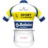 Completo Maglia + Pantaloncino con bretelle 2022 Sport Vlaanderen-Baloise Manica Corta Giallo Blu Bianco